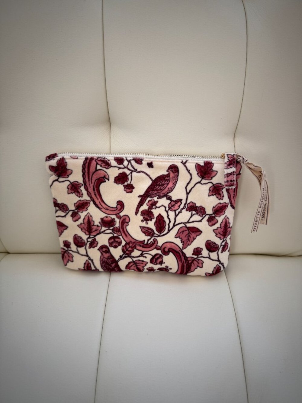 Sezane x Antoinette Poisson limited edition velvet bird print makeup bag NWOT - Picture 2 of 4